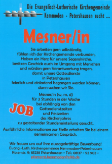 Ausschreibung Mesnerstelle Petershausen