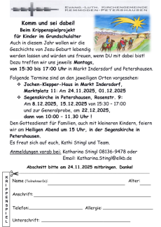 Anmeldung Krippenspiel 2025
