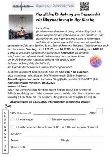 Anmeldung Lesenacht 2026